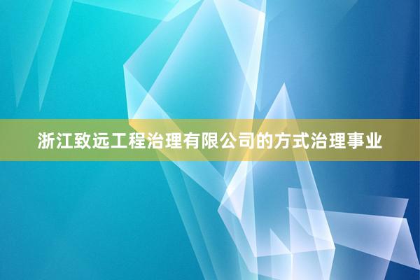 浙江致远工程治理有限公司的方式治理事业